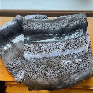 BCBGeneration Shimmering Gray Sequin Infinity Scarf